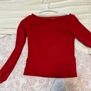 Hollister Women’s Red Long-Sleeve Boatneck Top